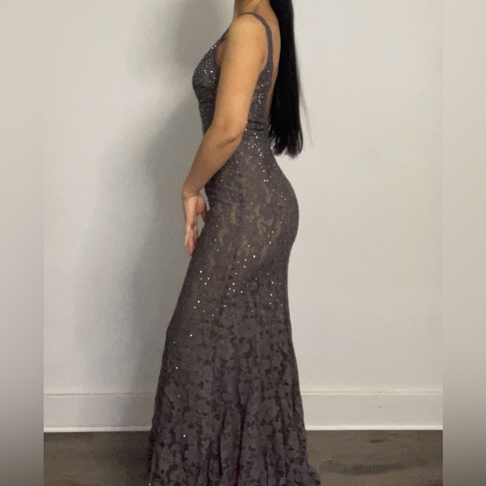 BEADED LACE FITTED SLEEVELESS GOWN BY JOVANI 48994 - Picture 8 of 16